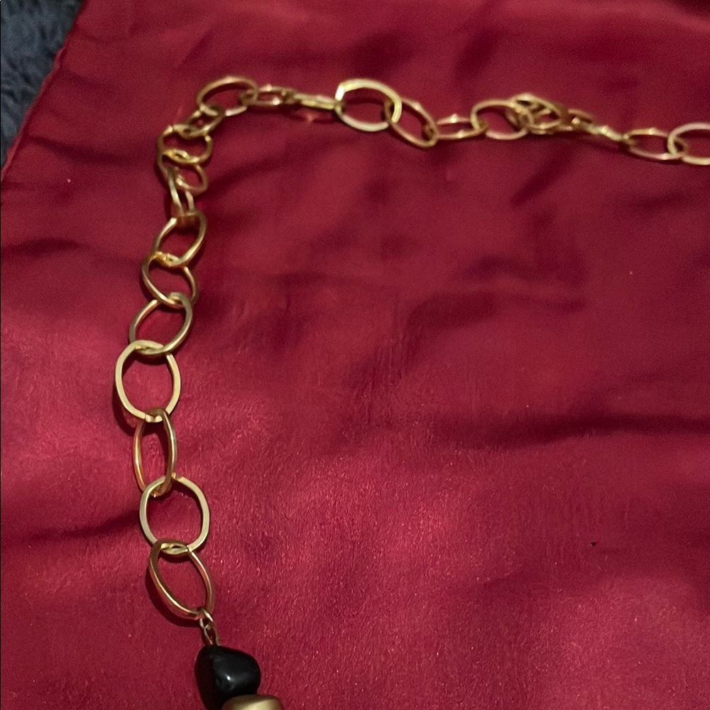 Fashion Jewelry Gold and Blue Necklace with Artistic Pendant - Picture 7 of 7
